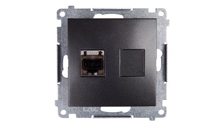 Simon 54 Gniazdo komputerowe pojedyncze RJ45 kat.6 ekranowane z przesłoną antracyt D61E.01/48-34200