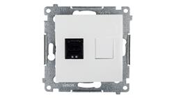 Simon 54 Gniazdo komputerowe pojedyncze RJ45 kat.6 z przesłoną białe D61.01/11-33900