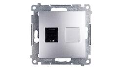 Simon 54 Gniazdo komputerowe pojedyncze RJ45 kat.6 z przesłoną srebrny mat D61.01/43-33947