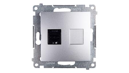 Simon 54 Gniazdo komputerowe pojedyncze RJ45 kat.6 z przesłoną srebrny mat D61.01/43-33947