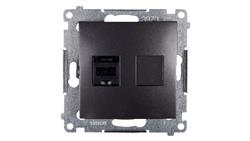 Simon 54 Gniazdo komputerowe pojedyncze RJ45 kat.6 z przesłoną antracyt D61.01/48-33936