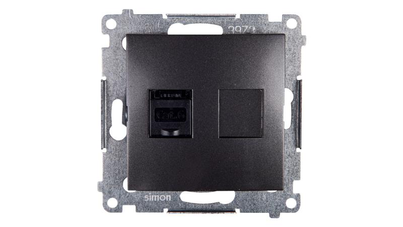 Simon 54 Gniazdo komputerowe pojedyncze RJ45 kat.6 z przesłoną antracyt D61.01/48-33936