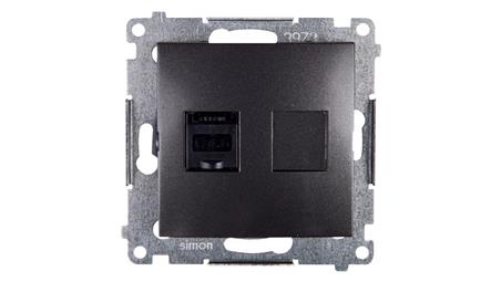 Simon 54 Gniazdo komputerowe pojedyncze RJ45 kat.6 z przesłoną antracyt D61.01/48-33936