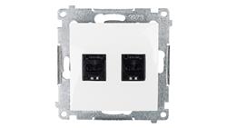Simon 54 Gniazdo komputerowe podwójne 2xRJ45 kat.6 z przesłoną białe D62.01/11-33903