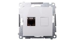 Simon 54 Gniazdo komputerowe pojedyncze RJ45 kat.6 ekranowane z przesłoną białe D61E.01/11-33982