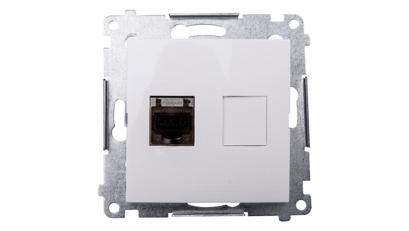 Simon 54 Gniazdo komputerowe pojedyncze RJ45 kat.6 ekranowane z przesłoną białe D61E.01/11-33982 Simon 54 Gniazdo komputerowe pojedyncze RJ45 kat.6 ekranowane z przesłoną białe D61E.01/11-33982
