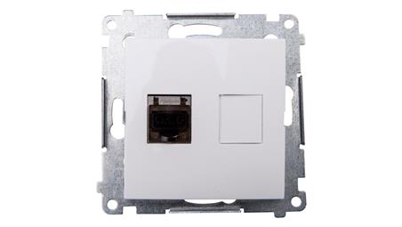 Simon 54 Gniazdo komputerowe pojedyncze RJ45 kat.6 ekranowane z przesłoną białe D61E.01/11-33982
