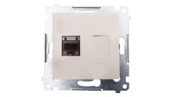 Simon 54 Gniazdo komputerowe pojedyncze RJ45 kat.6 ekranowane z przesłoną kremowe D61E.01/41-34305