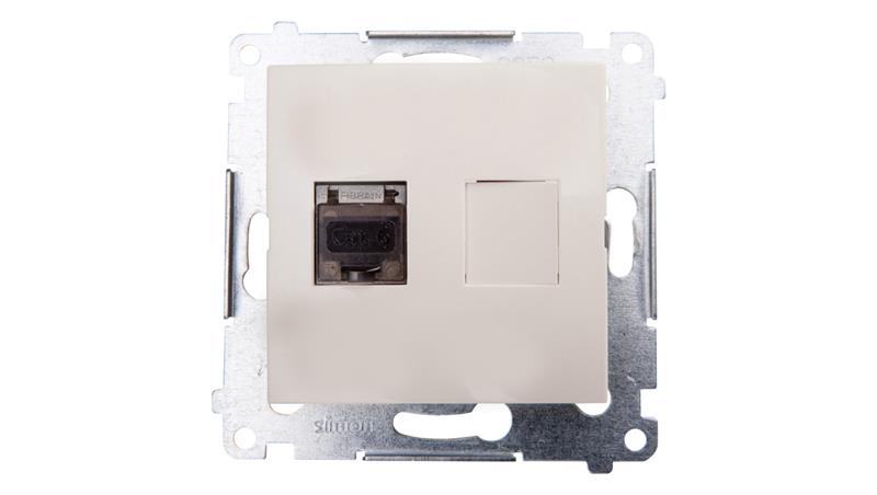 Simon 54 Gniazdo komputerowe pojedyncze RJ45 kat.6 ekranowane z przesłoną kremowe D61E.01/41-34305 Simon 54 Gniazdo komputerowe pojedyncze RJ45 kat.6 ekranowane z przesłoną kremowe D61E.01/41-34305