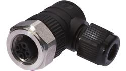 VK003820, Gniazdo kablowe, kątowe, połączenie śrubowe, O3-6,5mm, 4A, 240V, -25-90C, M12 żeńskie 4pin, IP67, PBT-132326