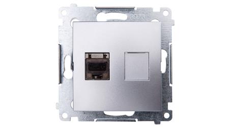Simon 54 Gniazdo komputerowe pojedyncze RJ45 kat.6 ekranowane z przesłoną srebrny mat D61E.01/43-34053