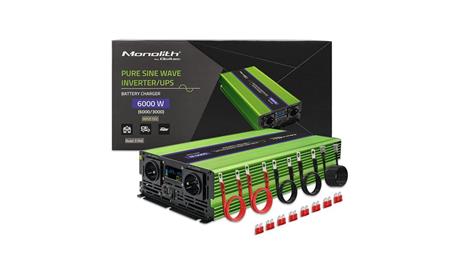 Qoltec Przetwornica napięcia Monolith ładowanie baterii UPS 3000W 6000W 12V na 230V Czysty Sinus LCD-120179