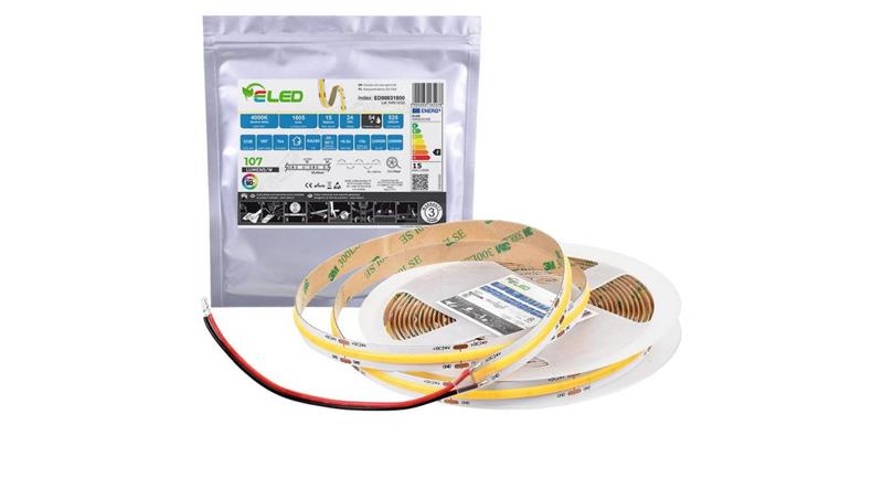 Taśma LED COB 528 chips 24V 15W 107lm/W neutralna 4000K CRI90+ IP54 - ED00031500 /odcinki po 5 m/-141582 Taśma LED COB 528 chips 24V 15W 107lm/W neutralna 4000K CRI90+ IP54 - ED00031500 /odcinki po 5 m/-141582