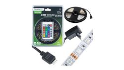 Zestaw Taśma LED Pasek 12V 24W 300LED SMD 5050 RGB 8mm 5m + Zasilacz + Pilot-142007