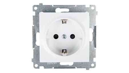 Simon 54 Gniazdo pojedyncze SCHUKO z/u 16A IP20 z przesłoną torów białe DGSz1Z.01/11-42845