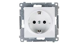 Simon 54 Gniazdo pojedyncze SCHUKO z/u 16A IP20 z przesłoną torów, szybkozłącza, białe DGSz1CZ.01/11-43101