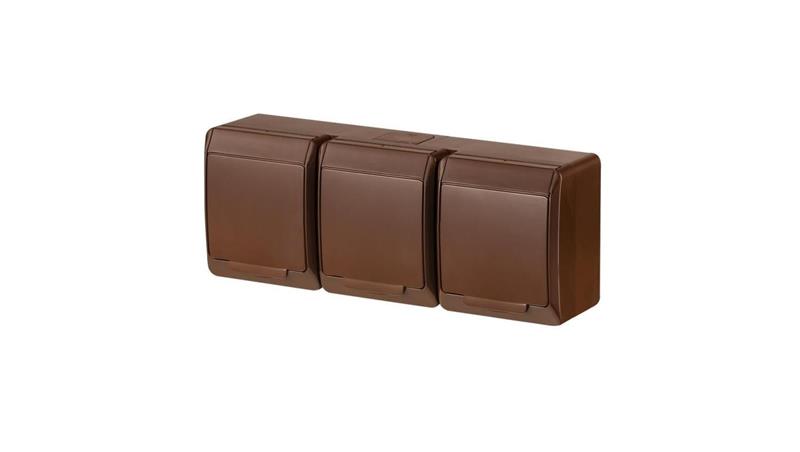 HERMES Gniazdo potrójne 3x2P+Z IP44 brązowy 0323-06-40699 HERMES Gniazdo potrójne 3x2P+Z IP44 brązowy 0323-06-40699