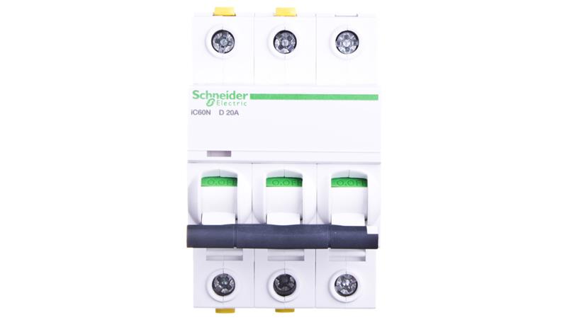 Wyłącznik nadprądowy 3P D 20A 6kA AC iC60N-D20-3 A9F05320-16660 Wyłącznik nadprądowy 3P D 20A 6kA AC iC60N-D20-3 A9F05320-16660