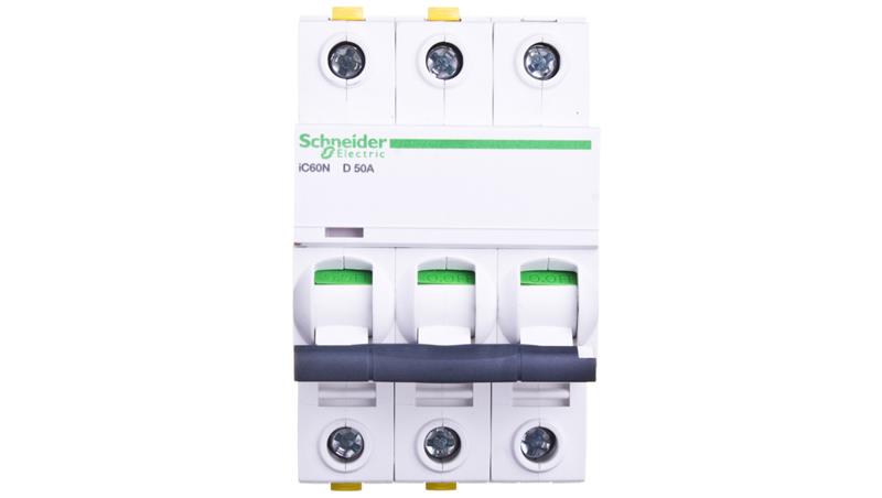Wyłącznik nadprądowy 3P D 50A 6kA AC iC60N-D50-3 A9F05350-16498 Wyłącznik nadprądowy 3P D 50A 6kA AC iC60N-D50-3 A9F05350-16498