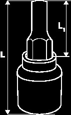 Końcówka sześciokątna na nasadce 1/2", H14 x 55