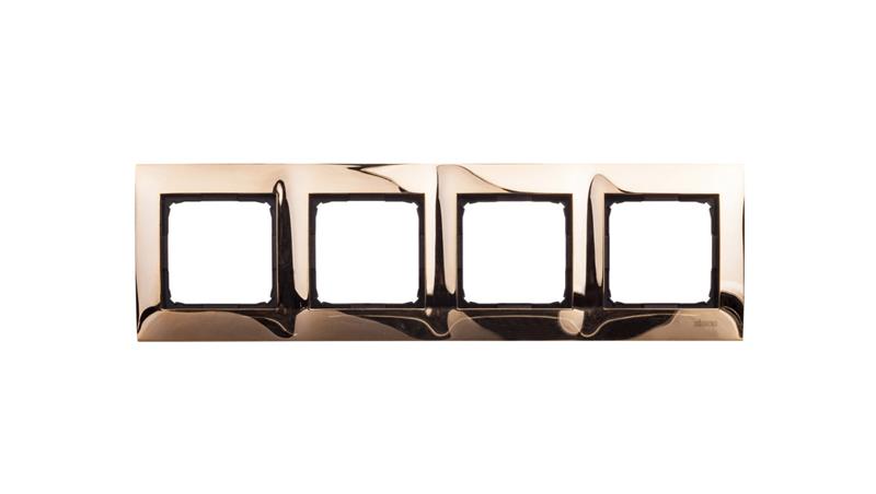 Simon 54 Premium Ramka poczwórna metalowa złoto DR4/66-36584