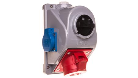 Zestaw instalacyjny z gniazdem 16A 5P+2x2P+Z schuko (0-1) czerwony Combopol 61132-6 96061552W-31938