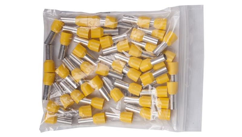 Końcówka tulejkowa izolowana TI 25mm2/16mm żółta cynowana TI25L16x50 /50szt./-78180 Końcówka tulejkowa izolowana TI 25mm2/16mm żółta cynowana TI25L16x50 /50szt./-78180