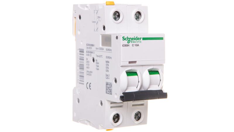 Wyłącznik nadprądowy 2P C 10A 10kA AC iC60H-C10-2 A9F07210-16706