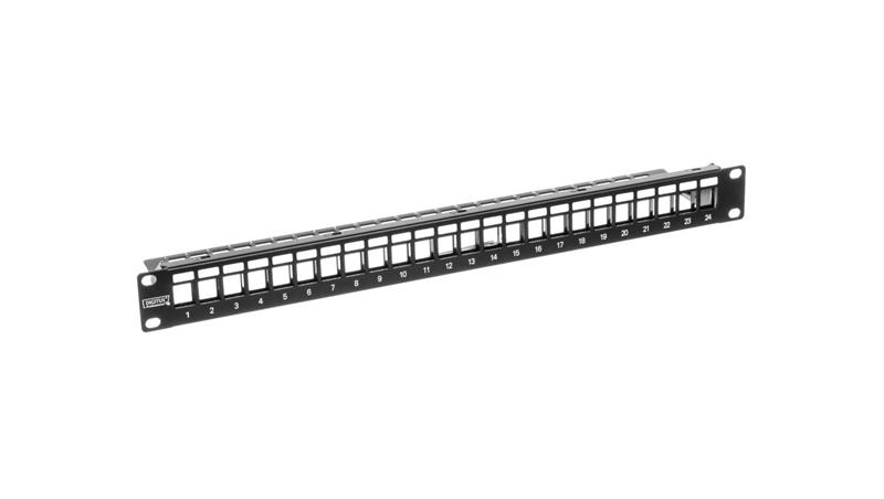Patch panel pusty 19 cali 24x keys 1U czarny (RAL 9005) DN-91411-63433