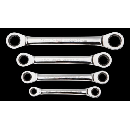 Klucze oczkowe z grzechotką 8-19 mm, zestaw 4