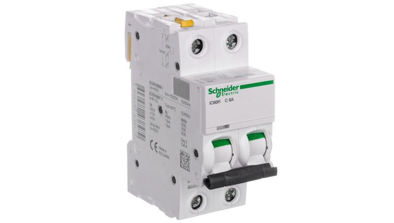 Wyłącznik nadprądowy 2P C 6A 10kA AC iC60H-C6-2 A9F07206-16637 Wyłącznik nadprądowy 2P C 6A 10kA AC iC60H-C6-2 A9F07206-16637