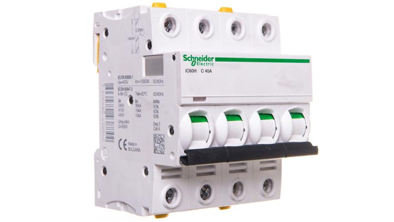 Wyłącznik nadprądowy 4P C 40A 10kA AC iC60H-C40-4 A9F07440-16928 Wyłącznik nadprądowy 4P C 40A 10kA AC iC60H-C40-4 A9F07440-16928