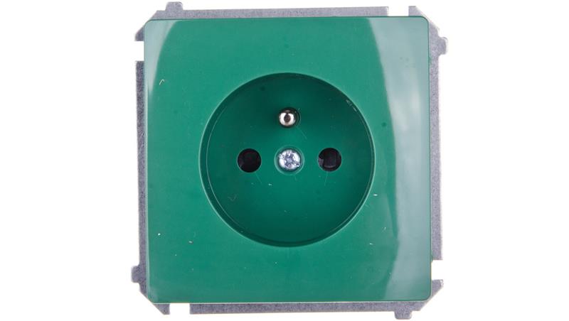 Simon Basic Gniazdo pojedyncze z/u 16A IP20 z przesłoną torów zielone BMGZ1z.01/33-43207