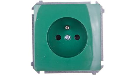 Simon Basic Gniazdo pojedyncze z/u 16A IP20 z przesłoną torów zielone BMGZ1z.01/33-43207