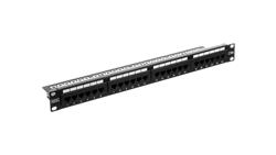 Patch panel kompletny 19 cali 24x RJ45 U/UTP kat. 5e 1U czarny (RAL 9005) DN-91524U-63443