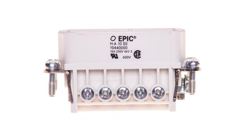 Wkład złącza 10P+PE męski 16A 250V EPIC H-A 10 SS 10440000-30207 Wkład złącza 10P+PE męski 16A 250V EPIC H-A 10 SS 10440000-30207