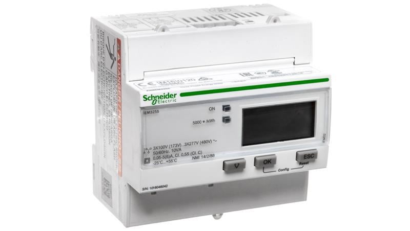 Licznik energii elektrycznej 1/3-fazowy 5A przekładnik 100-277/173-480V kl.0,5S/C Modbus MID taryfowy cyfrowy iEM3255 A9MEM3255-