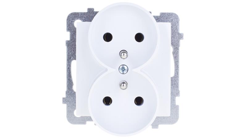 AS Gniazdo podwójne z/u białe GP-2GRZ/m/00-42740