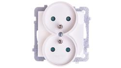 AS Gniazdo podwójne z/u z przesłonami ecru GP-2GRZP/m/27-43686
