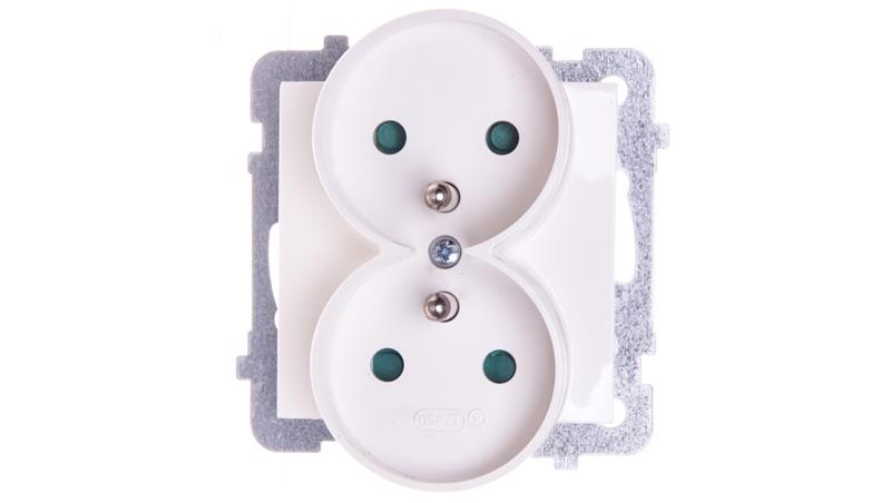 AS Gniazdo podwójne z/u z przesłonami ecru GP-2GRZP/m/27-43686