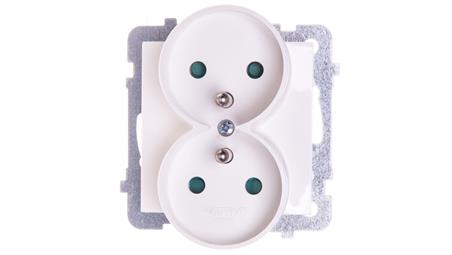AS Gniazdo podwójne z/u z przesłonami ecru GP-2GRZP/m/27-43686
