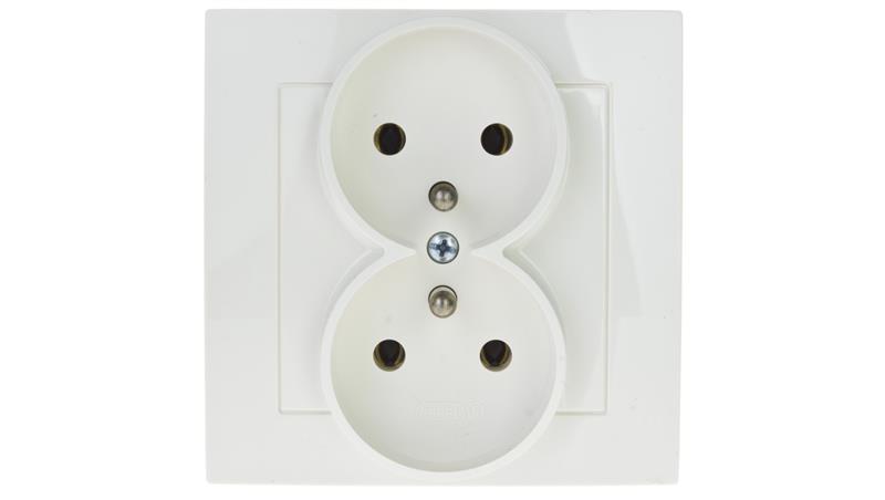 AS Gniazdo podwójne z/u ecru GP-2GZ/27-43043