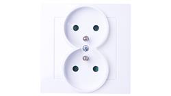AS Gniazdo podwójne z/u z przesłonami białe GP-2GZP/00-43153