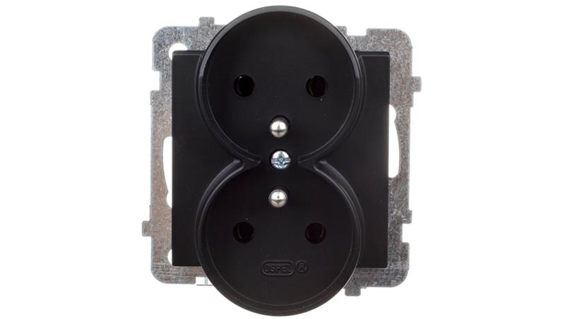 SONATA Gniazdo podwójne z/u czarny metalik GP-2RRZ/m/33-42777 SONATA Gniazdo podwójne z/u czarny metalik GP-2RRZ/m/33-42777