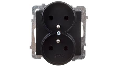 SONATA Gniazdo podwójne z/u czarny metalik GP-2RRZ/m/33-42777