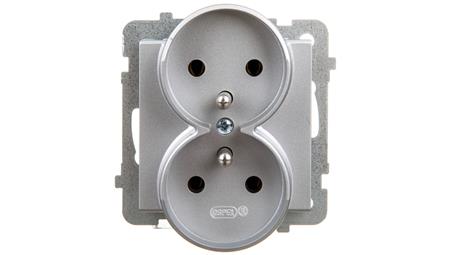 SONATA Gniazdo podwójne z/u srebro mat GP-2RRZ/m/38-42983