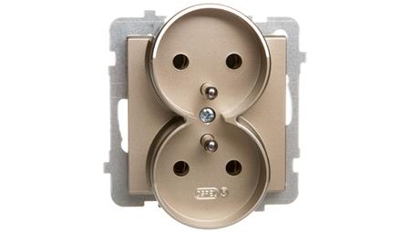 SONATA Gniazdo podwójne z/u szampański złoty GP-2RRZ/m/39-43151