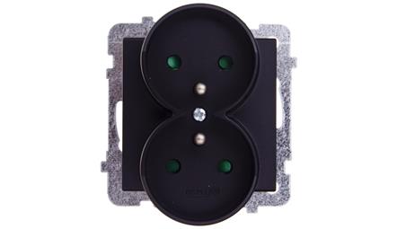 SONATA Gniazdo podwójne z/u z przesłonami czarny metalik GP-2RRZP/m/33-42984