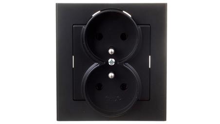 SONATA Gniazdo podwójne z/u czarny metalik GP-2RZ/33-42924
