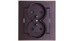 SONATA Gniazdo podwójne z/u z przesłonami czekoladowy metalik GP-2RZP/40-43707